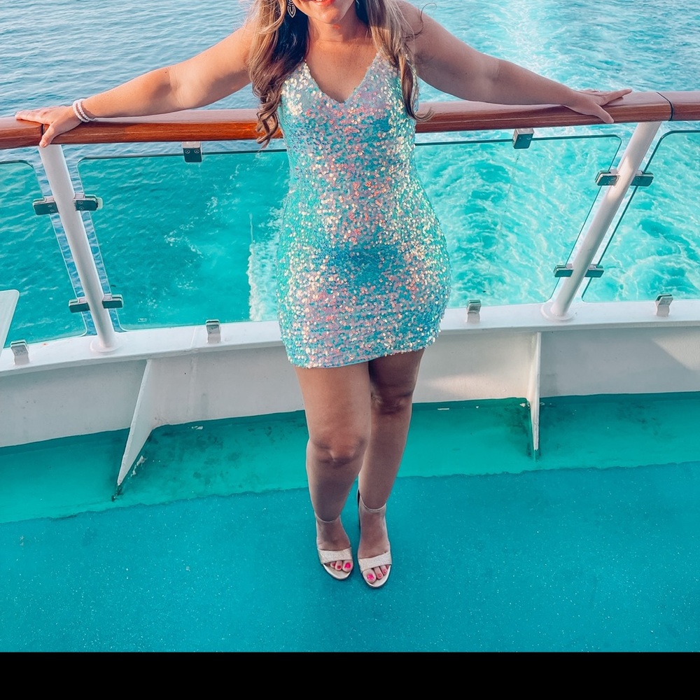 Windsor Blue Silver Sequin Bodycon Dress